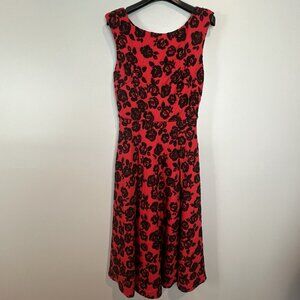 Betsey Johnson Red and Black Swing Dress w/Pockets Size 2 Gothic Goth
